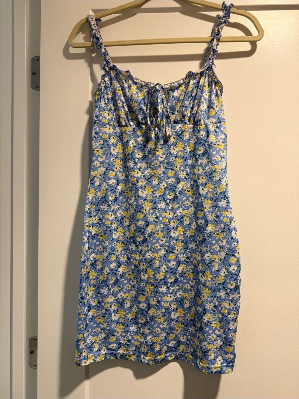 Blue Floral Tie-Front Mini Dress